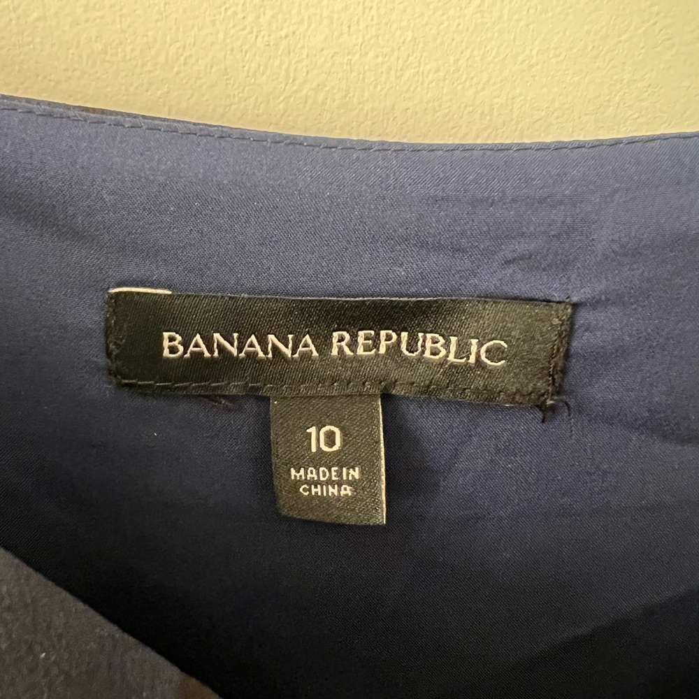 Banana Republic Navy Blue Floral Maxi Dress Size 10 - Picture 6 of 6